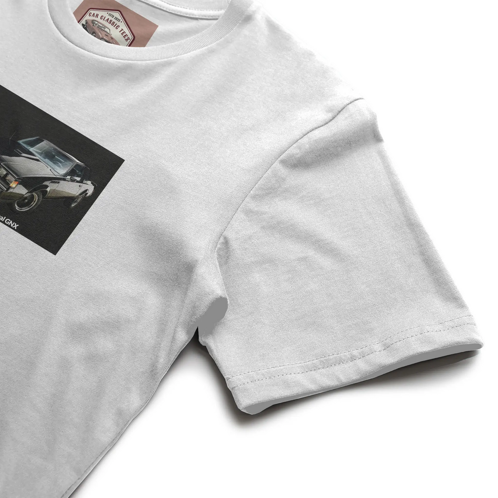 1987 Buick Regal GNX White Tee, Black Background