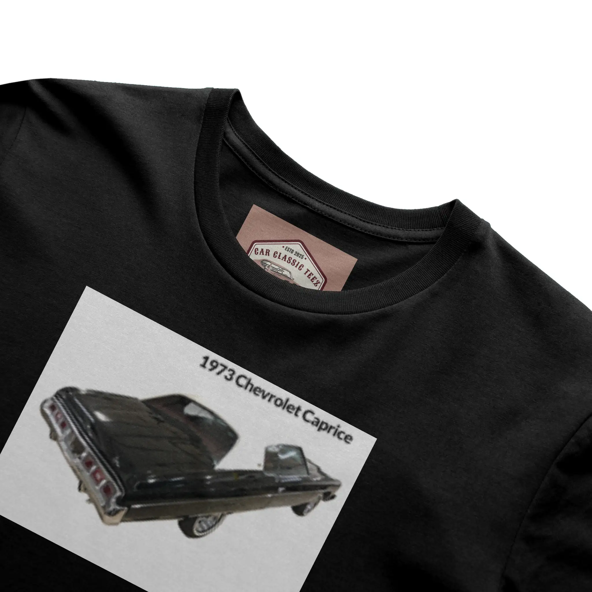 1973 Chevrolet Caprice (Rear End) Black Tee, White