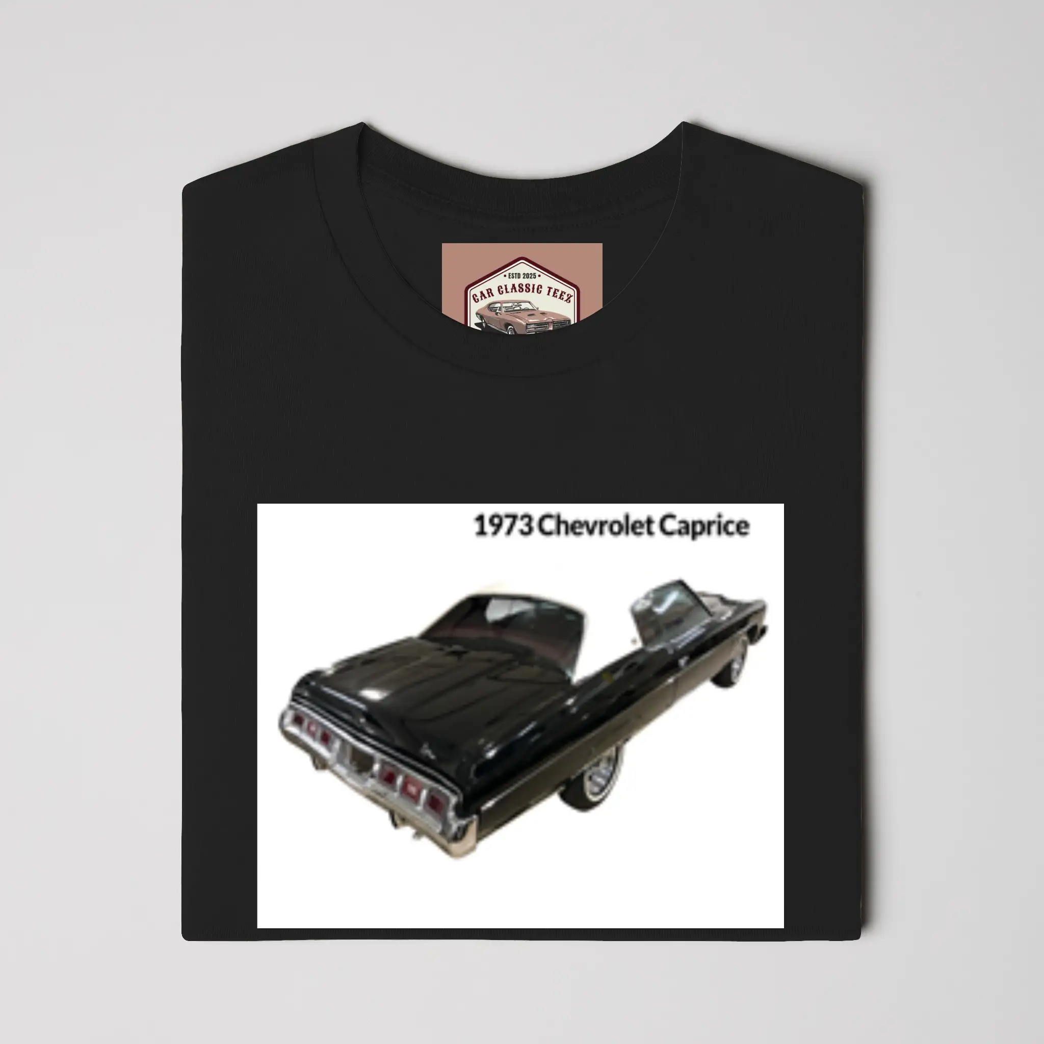 1973 Chevrolet Caprice (Rear End) Black Tee, White