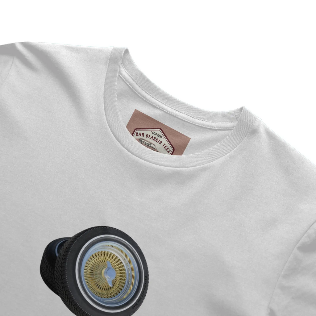 Gold 14 Inch Lowrider Wire Spoke Tires White Tee