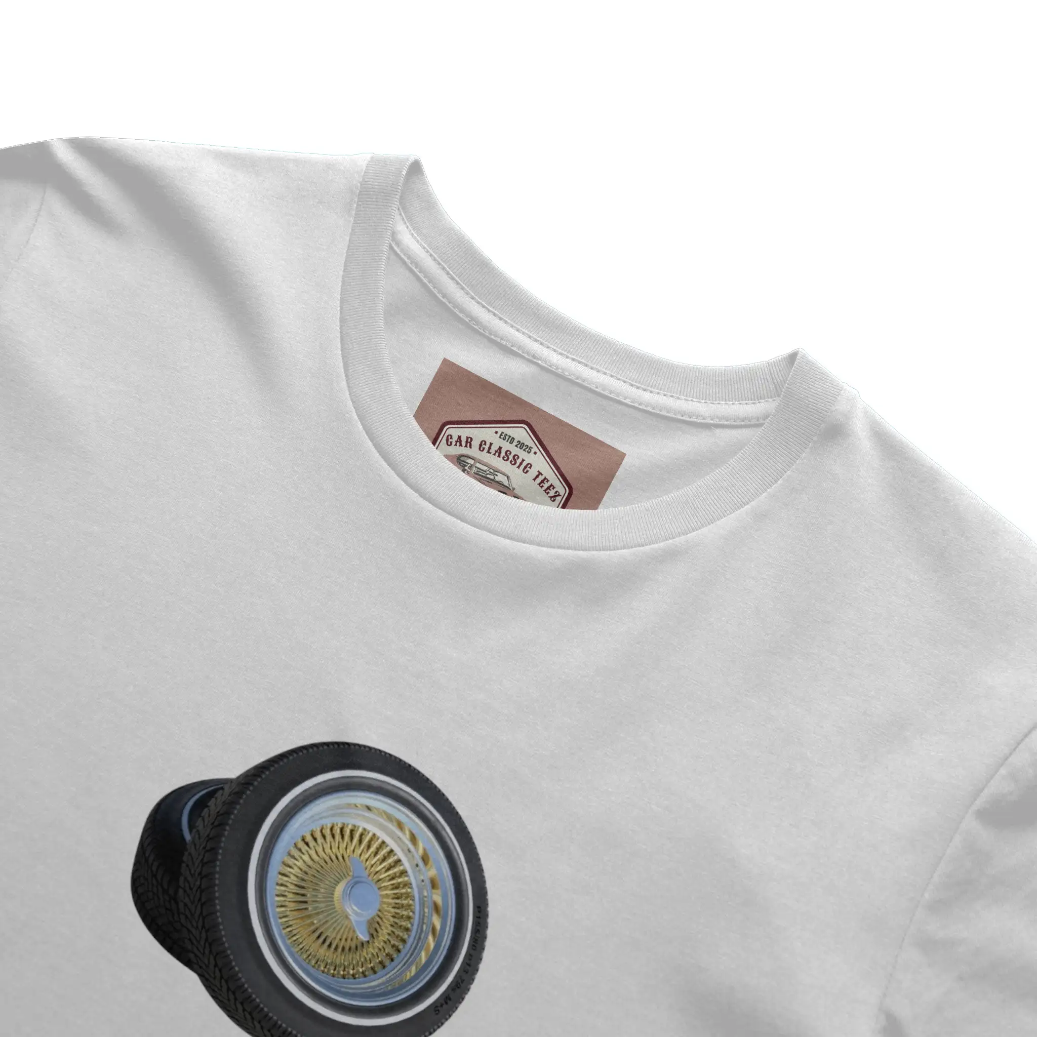 Gold 14 Inch Lowrider Wire Spoke Tires White Tee