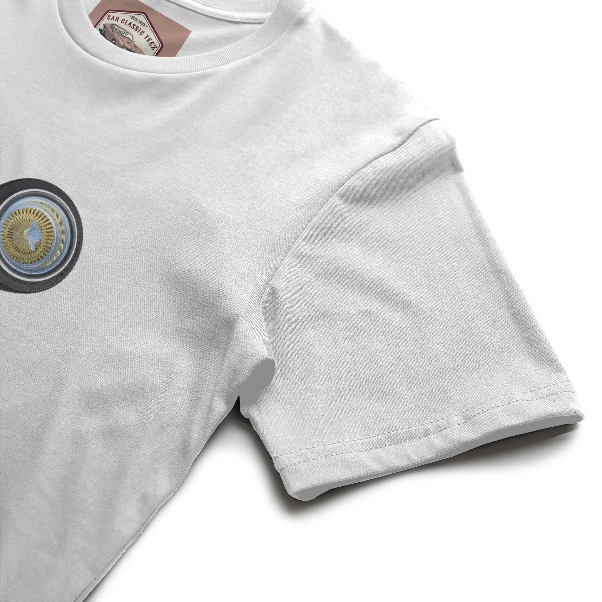 Gold 14 Inch Lowrider Wire Spoke Tires White Tee