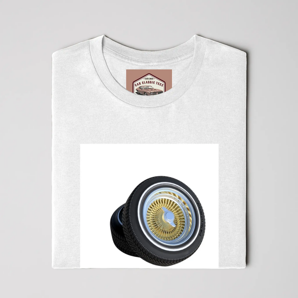 Gold 14 Inch Lowrider Wire Spoke Tires White Tee