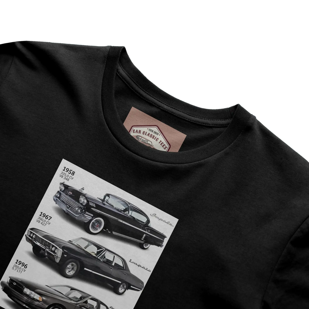 1958, 1967 and 1996 Chevy Impala SS Black Tee 