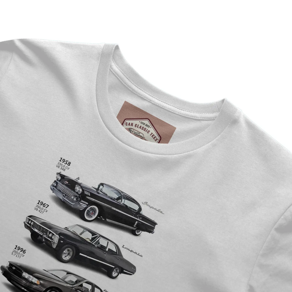 1958, 1967 and 1996 Chevy Impala&amp;#39;s White Tee 