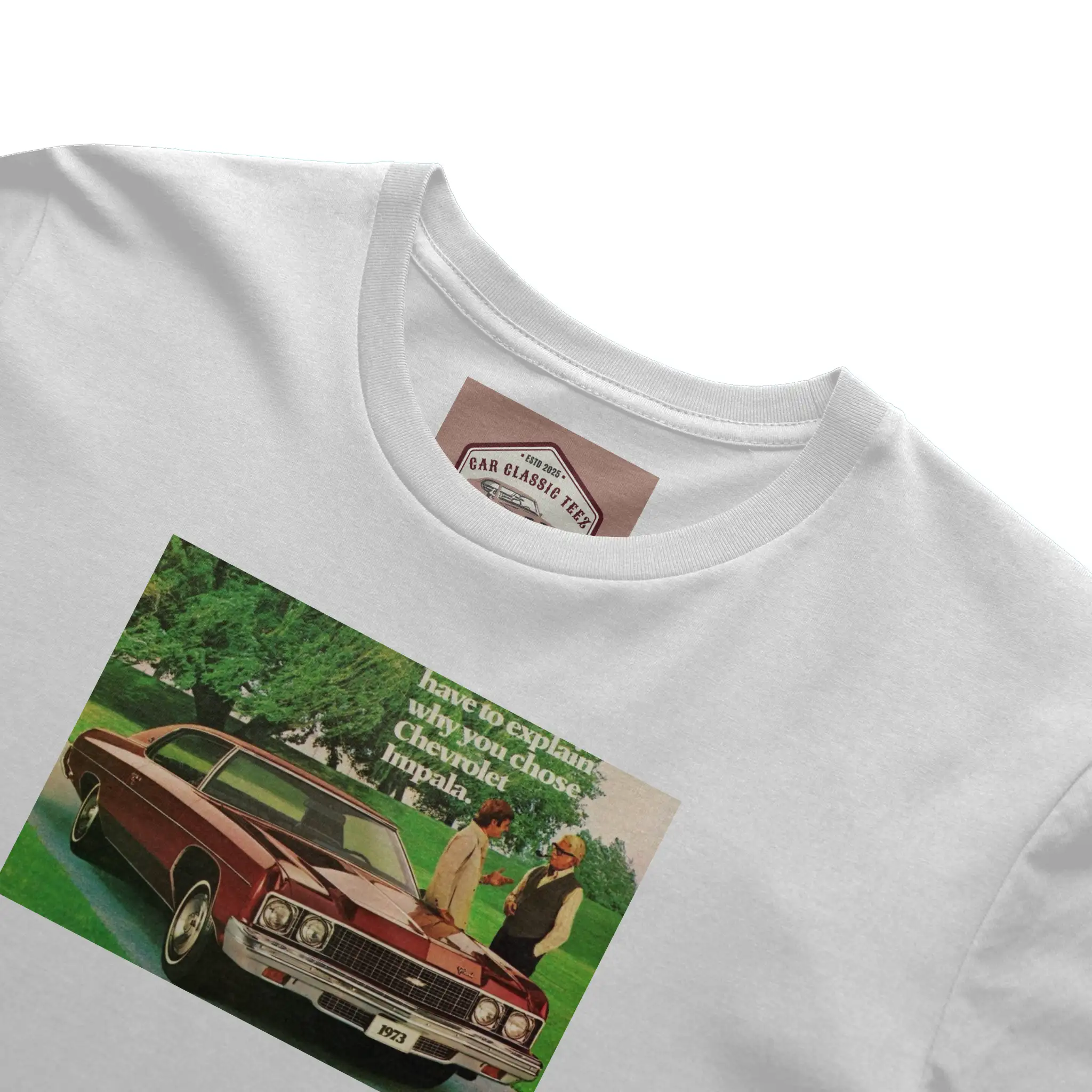 Why Chose a 1973 Chevrolet Impala White Tee  