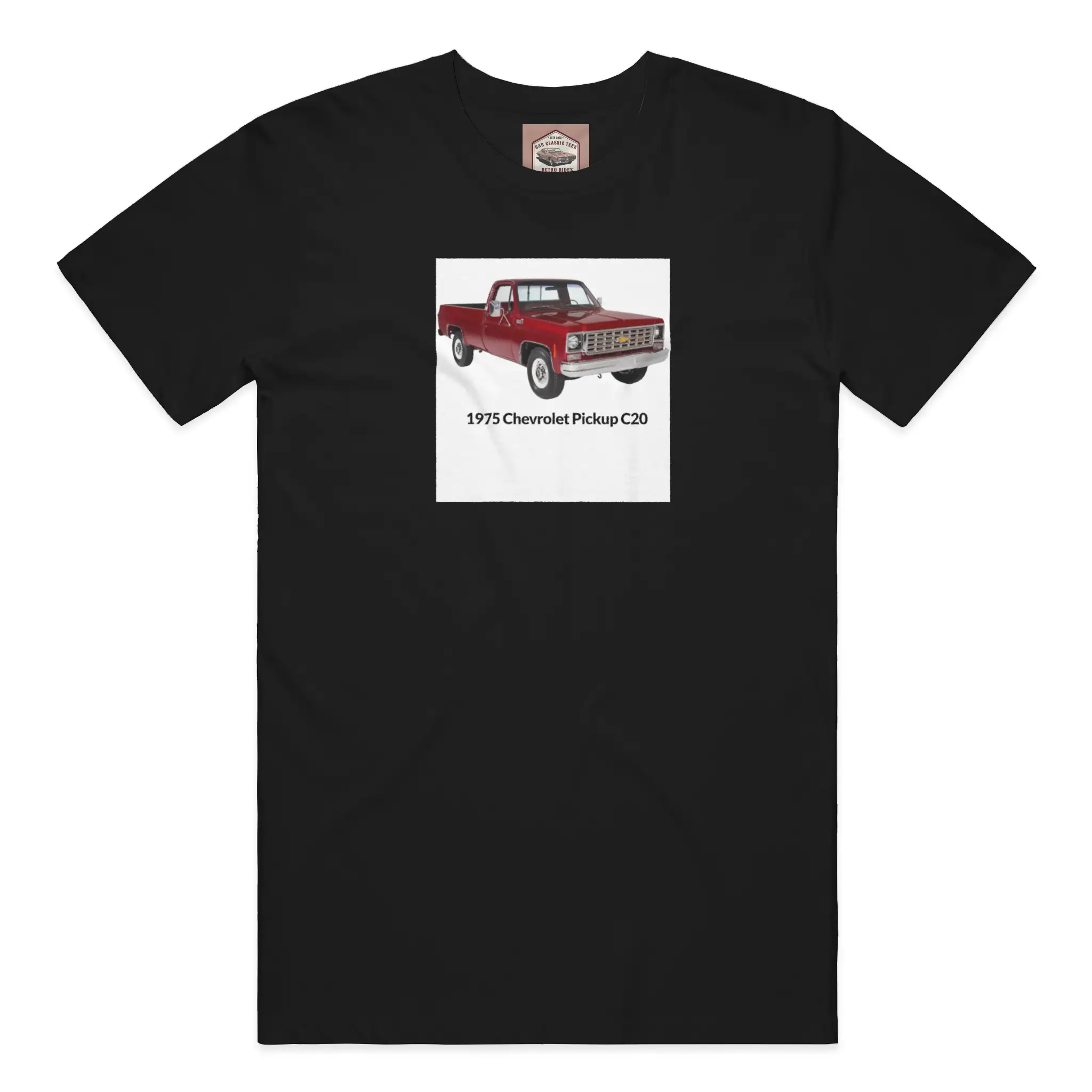 1975 C20 Truck Black Tee, White Background 