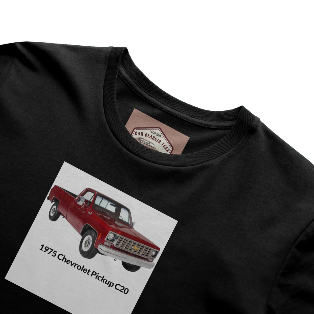 1975 C20 Truck Black Tee, White Background 