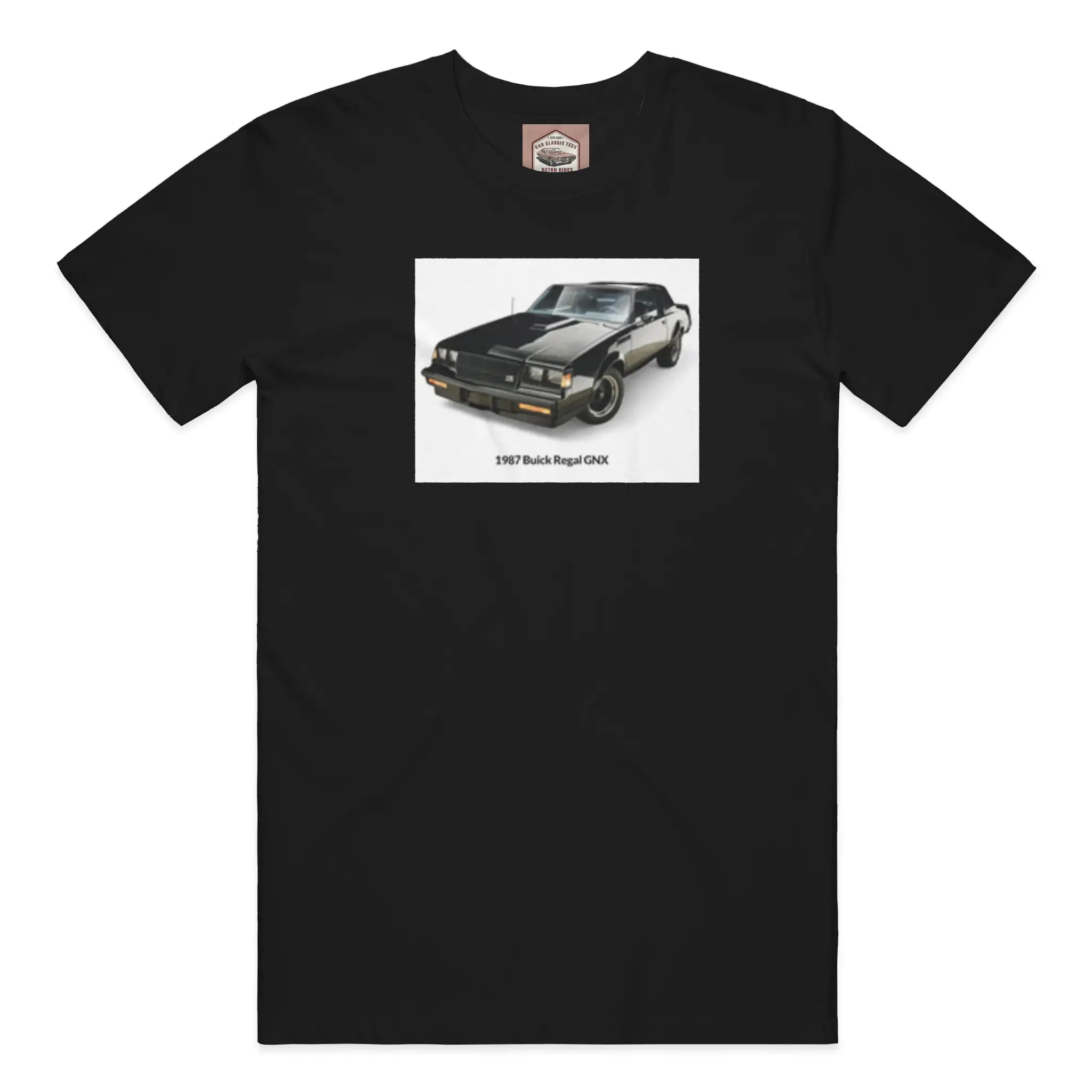 1987 Buick Regal GNX Black Tee, White Background  