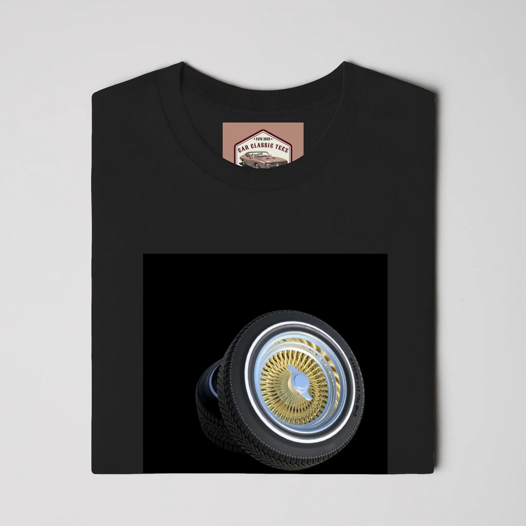 Gold Lowrider Wire Spoke 14 Inch Tires, Black Tee