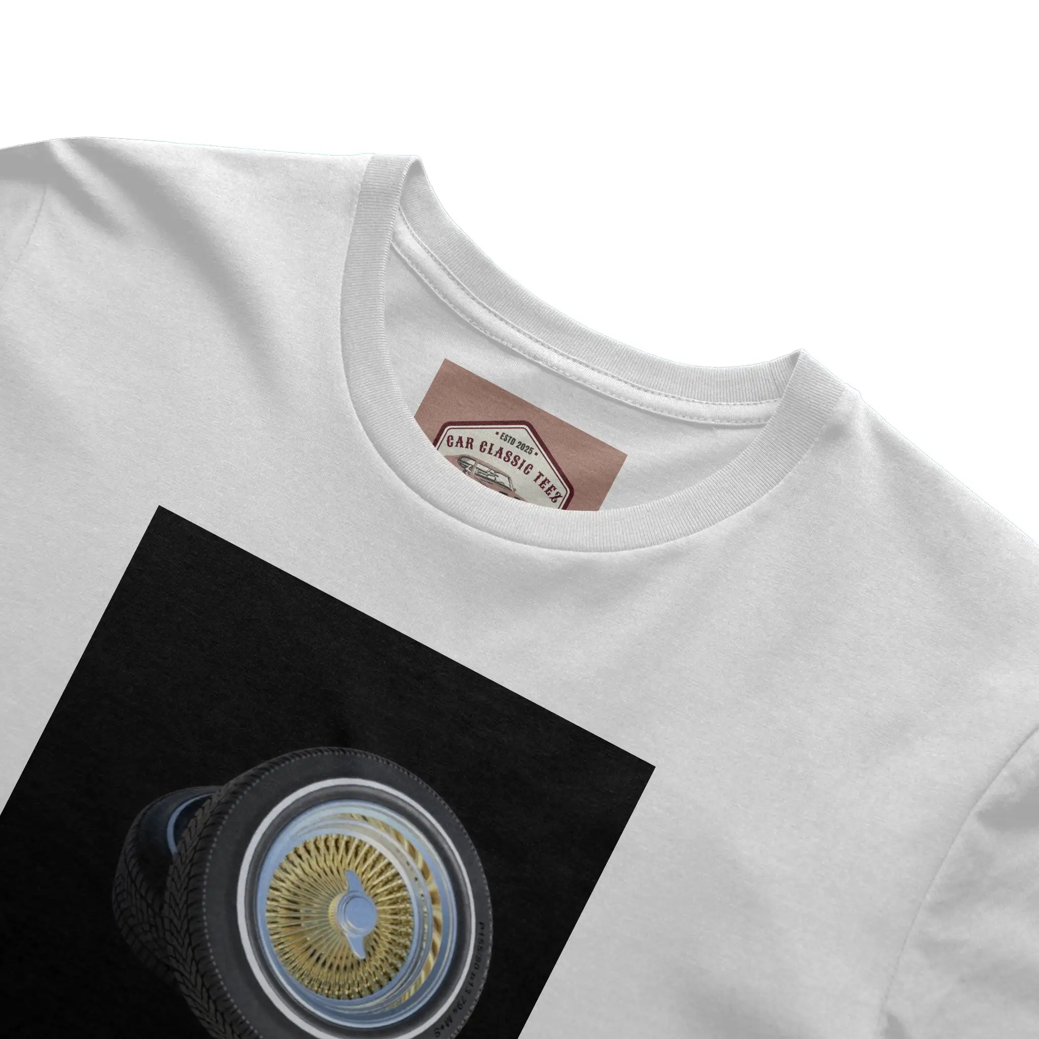 Gold Lowrider Wire Spoke 14 Inch Tires, White Tee,