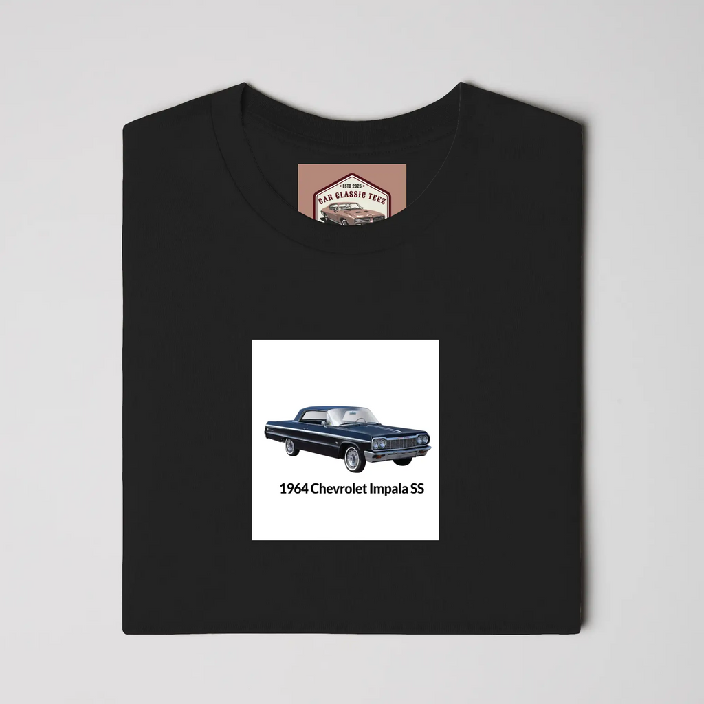 1964 Chevrolet Impala SS Black Tee, White Background