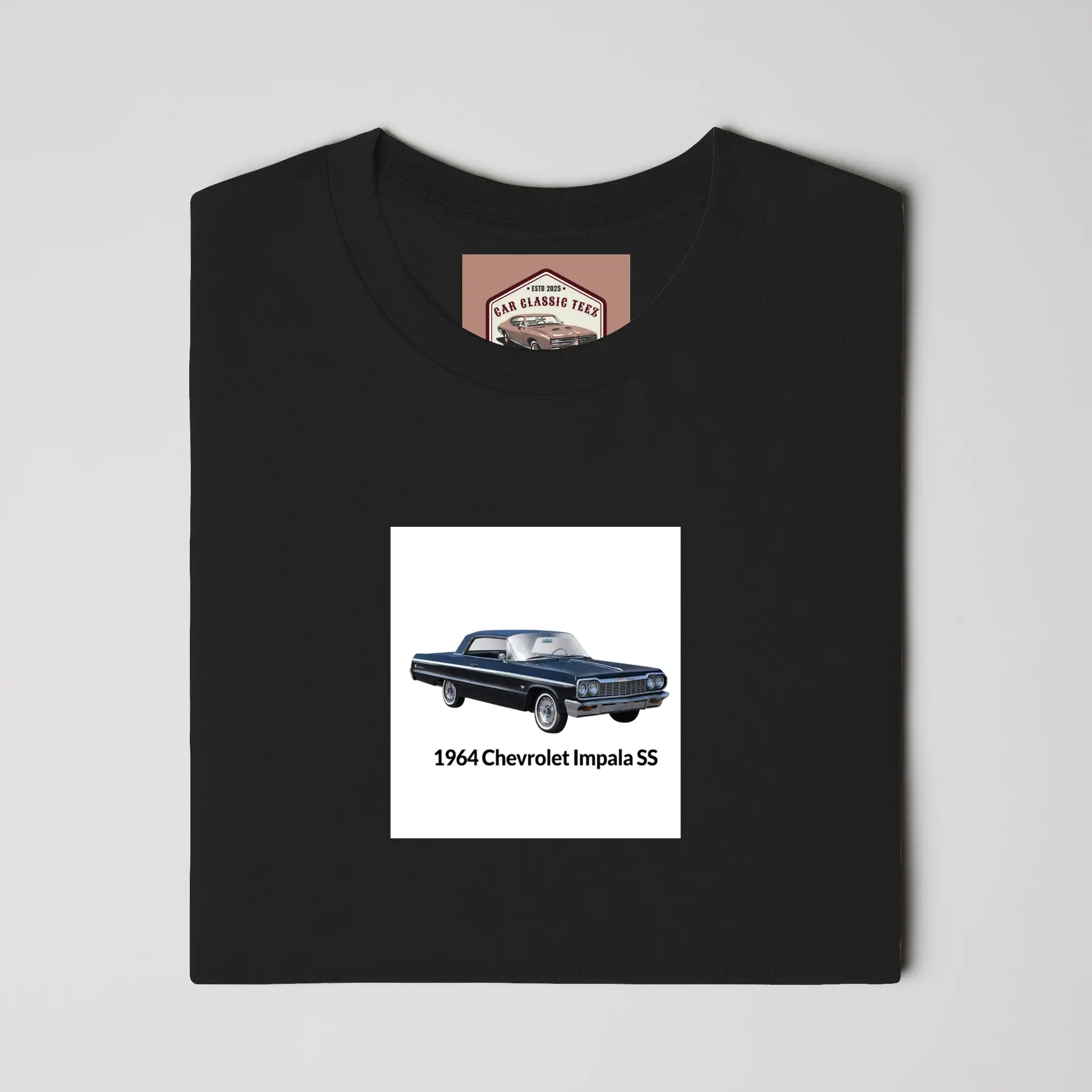 1964 Chevrolet Impala SS Black Tee, White Background