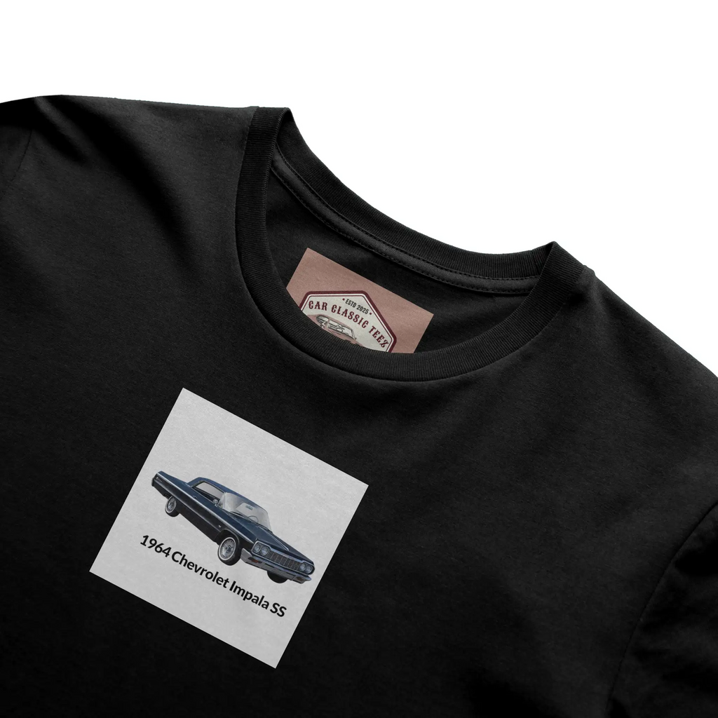 1964 Chevrolet Impala SS Black Tee, White Background