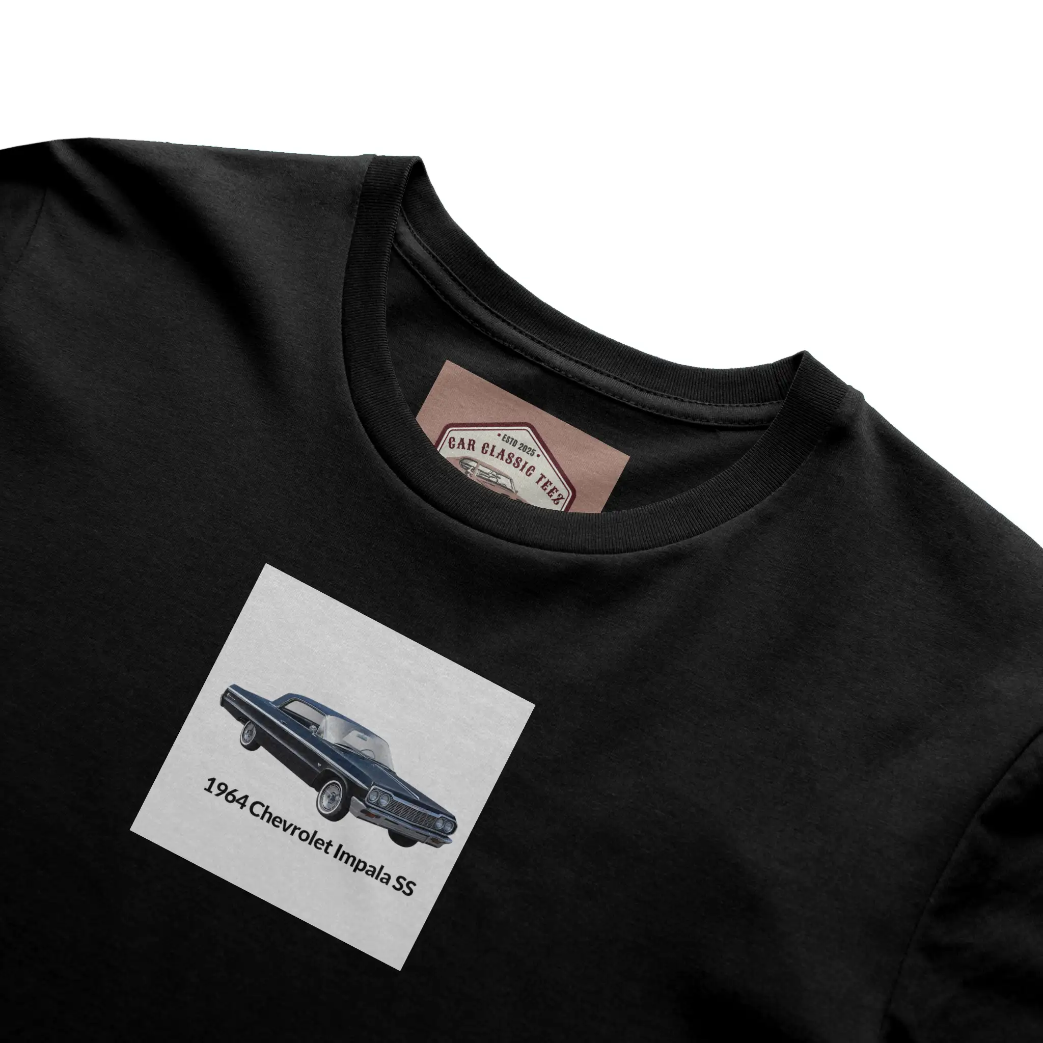 1964 Chevrolet Impala SS Black Tee, White Background
