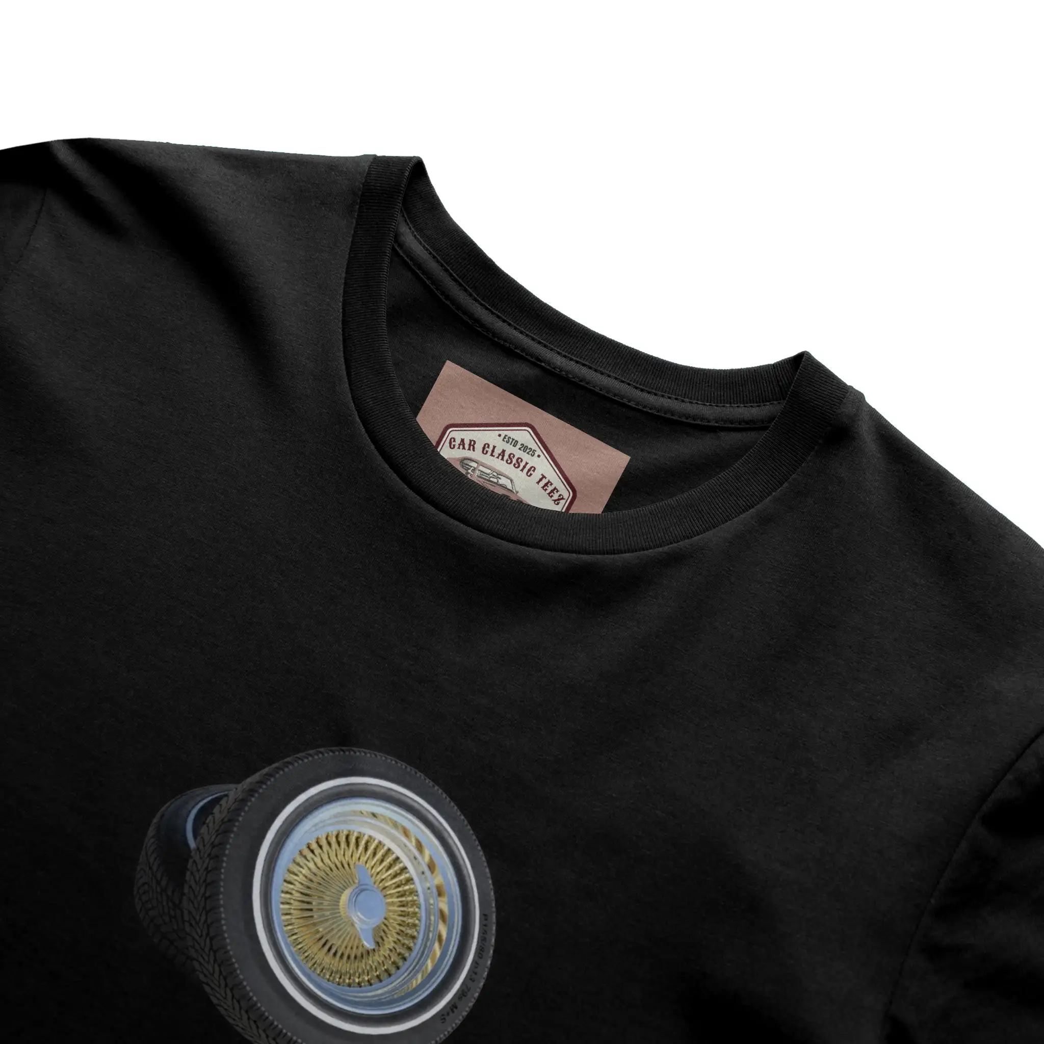 Gold Lowrider Wire Spoke 14 Inch Tires, Black Tee