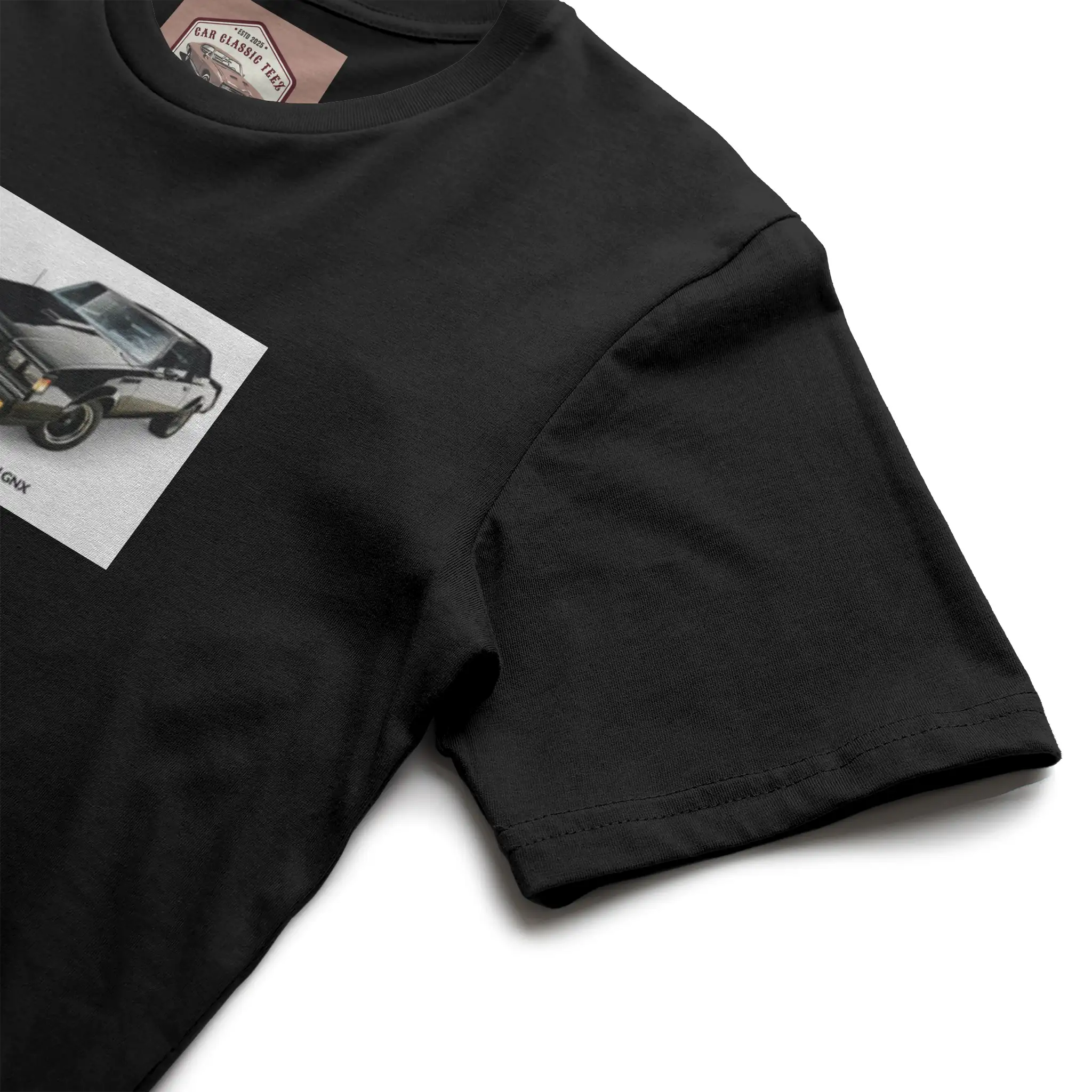 1987 Buick Regal GNX Black Tee, White Background