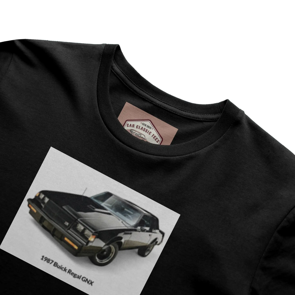1987 Buick Regal GNX Black Tee, White Background