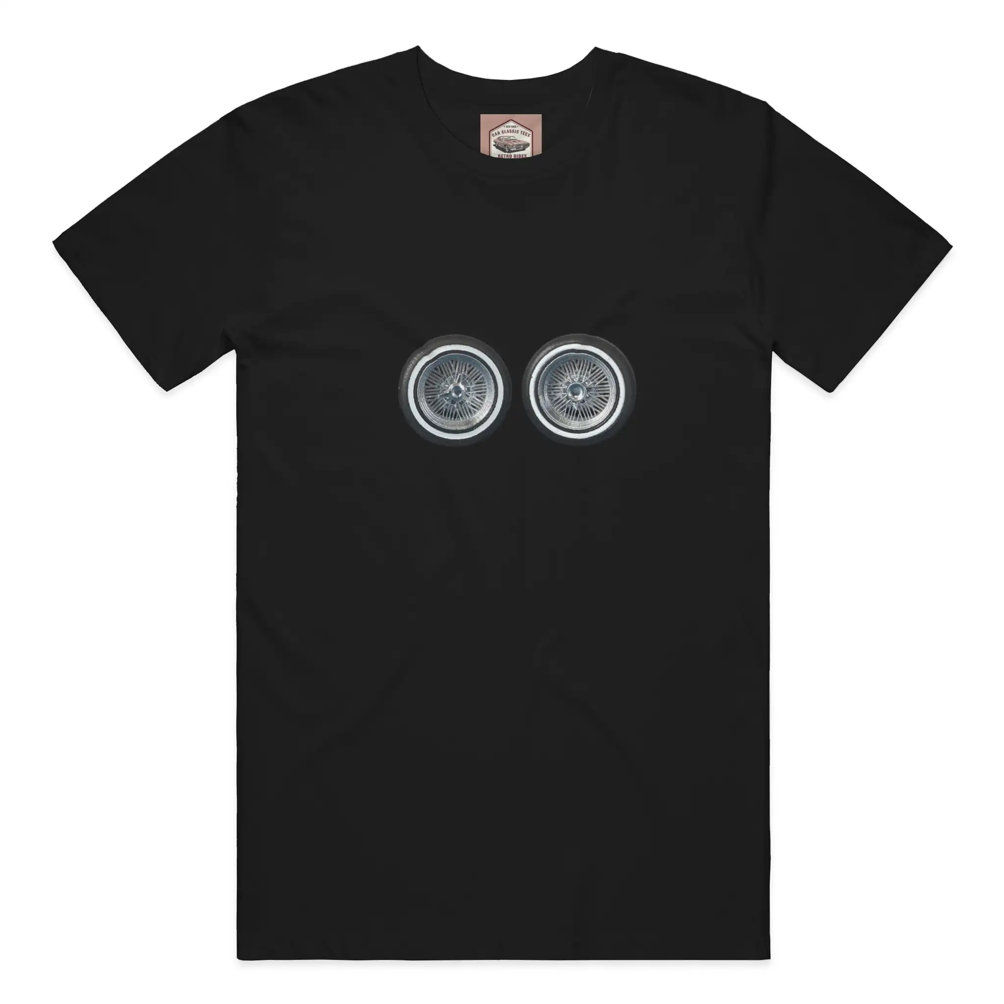 Chrome Lowrider Wire Spoke 14 Inch Tires, Black Tee